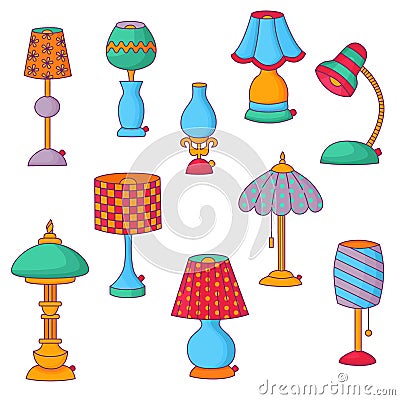 Doodle colorful desk table lamps vector set Vector Illustration