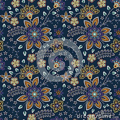 Doodle colorful floral hand draw pattern. Vector illustration. Vector Illustration