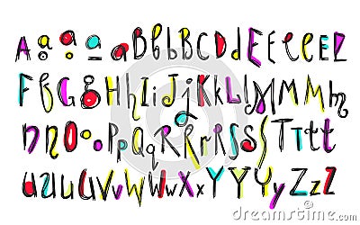 Doodle colorful kids alphabet Stock Photo