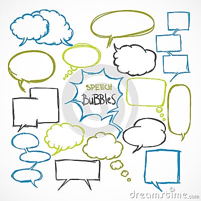 Doodle comic speech bubbles set Vector Illustration