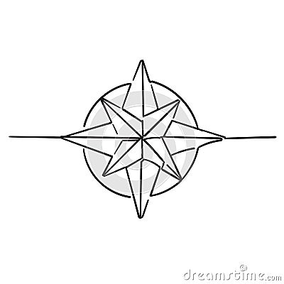 Doodle compass illustration symbol handdrawn style Vector Illustration