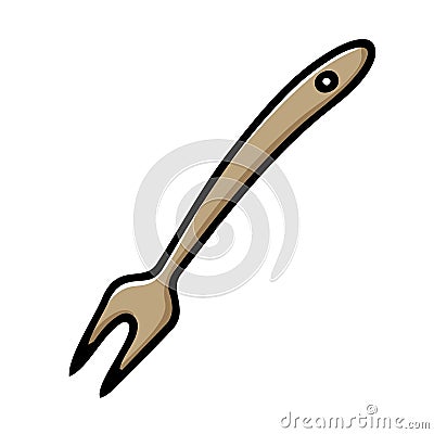 Doodle cooking fork image. Color meat fork Vector Illustration