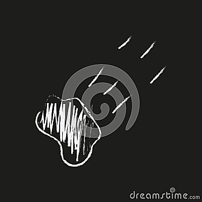 Doodle cosmos illustration in childish style. Hand drawn abstract space comet. Black and white. Vector Illustration