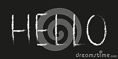 Doodle cosmos lettering in childish style. Hand drawn abstract space text hello. Black and white Vector Illustration