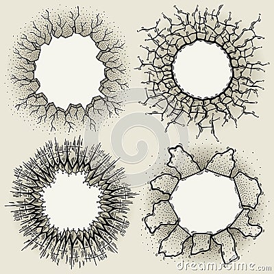 Doodle crack holes Vector Illustration