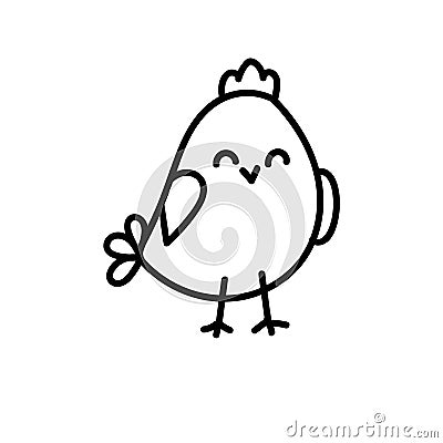 Doodle cute chicken. greeting card design template with bright sketchy character. Hand drawn vector illustration. Vector Illustration