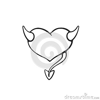 Doodle of devil heart Vector Illustration