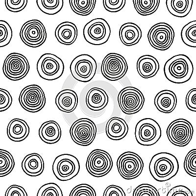 Doodle Dots Seamless Pattern. Black and white dotted background. Grungy painted ornament. Vector illustration. Wallpaper, Vector Illustration