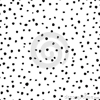 Doodle Dots Seamless Pattern. Black and white dotted background. Grungy painted ornament. Vector illustration. Wallpaper, Vector Illustration