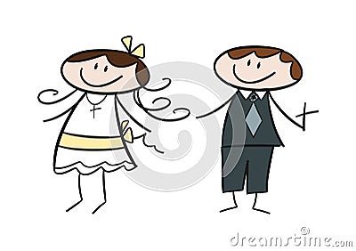 Doodle drawing: Communion Kids Stock Photo