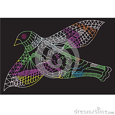 Doodle drawing flying birds, vector illustration Vector Illustration