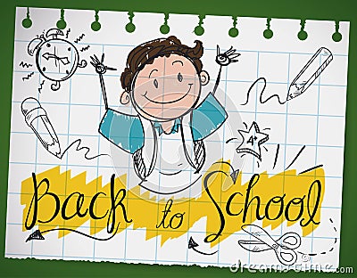 Doodle Drawing in a Notebook Paper for Back to School, Vector Illustration Vector Illustration