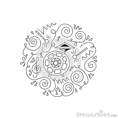 Doodle Drum coloring page. Vector Illustration