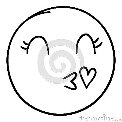 Doodle emoji. Doodles image pictogram, Smile emotion funny face, happy fun emoticon line icon, sad hand drawn, neat Vector Illustration