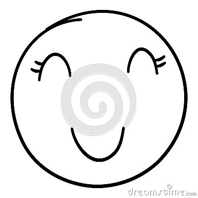 Doodle emoji. Doodles image pictogram, Smile emotion funny face, happy fun emoticon line icon, sad hand drawn, neat Vector Illustration