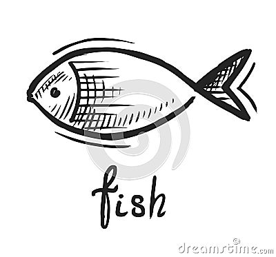 Doodle fish logo hand drawn art style icon Vector Illustration