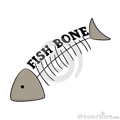 Doodle fishbone isolated on white background, vector illustration. Vector Illustration