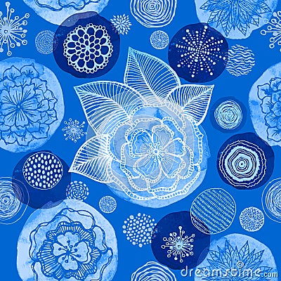 Doodle floral seamless pattern Vector Illustration