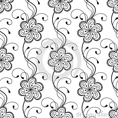 Doodle floral seamless pattern Vector Illustration