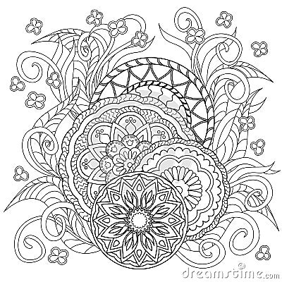 Doodle Flowers And Mandalas Stock Vector Image 63880281