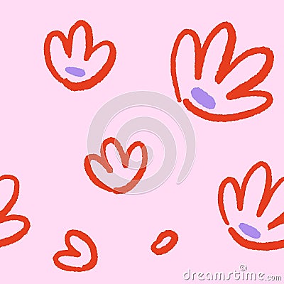 Doodle flowers pattern. Endless seamless background in naive style. Floral repeating print, cute texture design for Vector Illustration