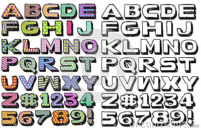 Doodle Font Colors 3D Stock Photo