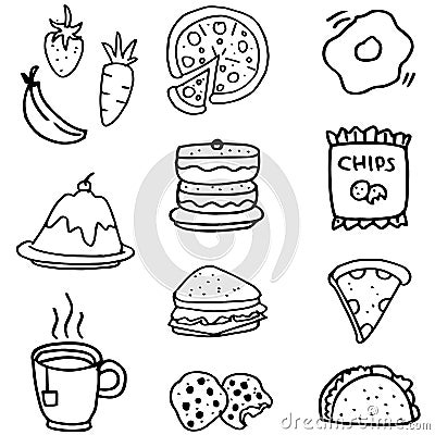 Doodle of food and drink hand draw Vector Illustration