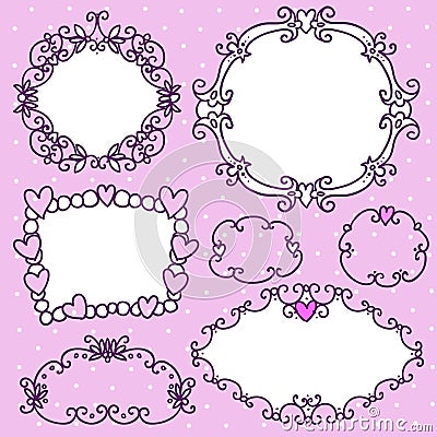 Doodle frames in French style Vector Illustration