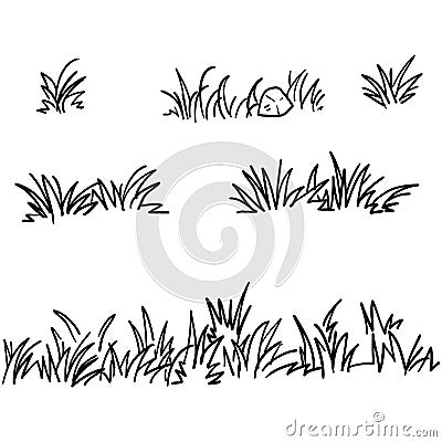 Doodle grass illustration collection handdrawn style Vector Illustration