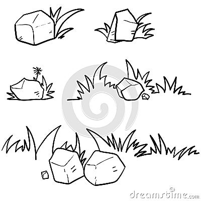 Doodle grass illustration collection handdrawn style Vector Illustration