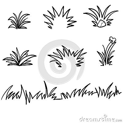 Doodle grass illustration collection handdrawn style Vector Illustration