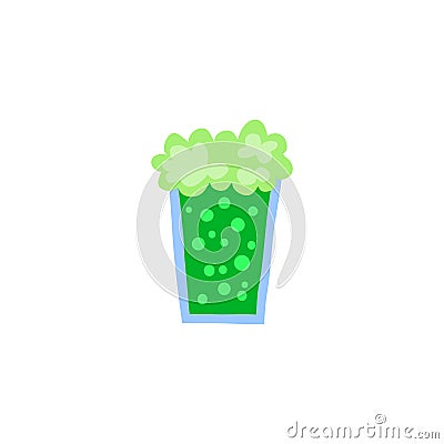 Doodle green beer in glass mug. Vector Illustration