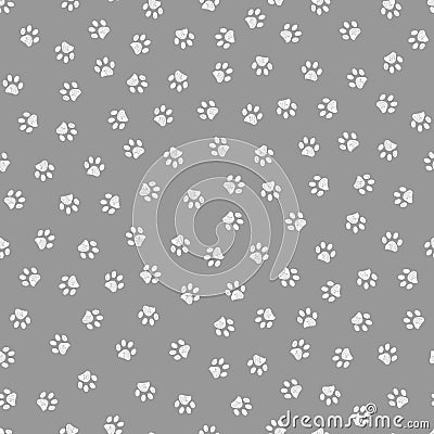Doodle grey big and small paw print Vector Illustration
