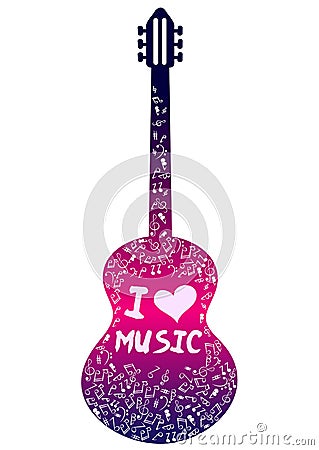 Doodle guitar. Vector Illustration