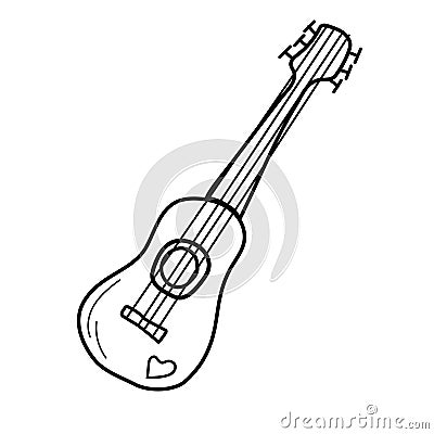 Doodle guitar drawn by hand. Vector illustration Vector Illustration