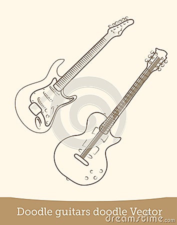 Doodle guitar isolated on white background. Vector Vector Illustration
