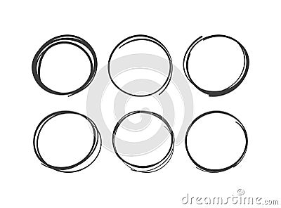 Doodle hand drawn circles isolated on a white background. Vector Illustration