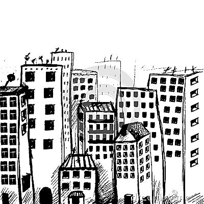Doodle Hand drawn city view Vector Illustration