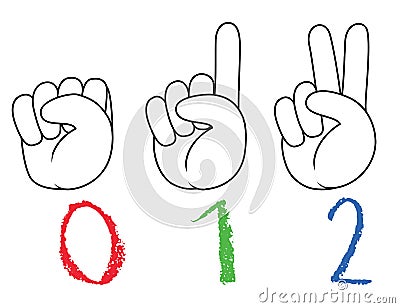 Doodle hand gesture number Vector Illustration