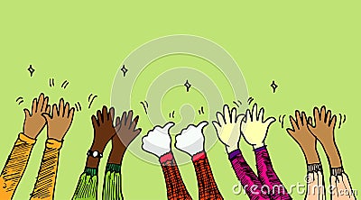 Doodle hands up, Hands clapping. applause gestures Vector Illustration