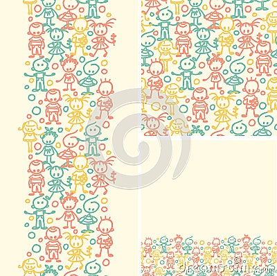 Doodle happy children seamless pattern background Vector Illustration