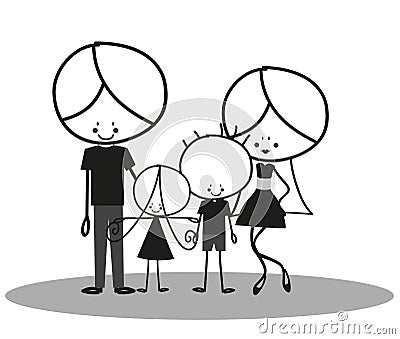 Doodle Happy Family Vector Illustration