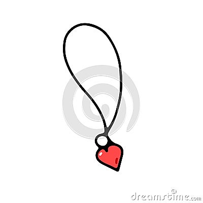 Doodle heart shape pendant isolated on white background Vector Illustration