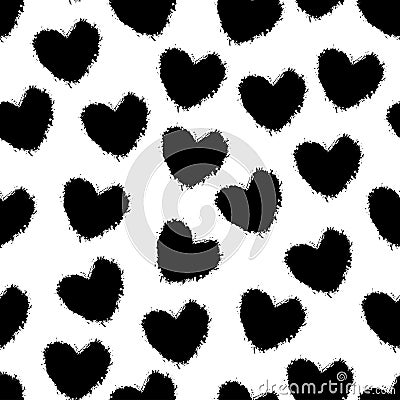 Doodle hearts grunge texture Vector Illustration