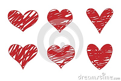 Doodle hearts sign. Symbol of love, affection. vector isolated Vector Illustration