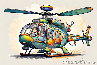 Doodle helicopter in impressionist style Stock Photo