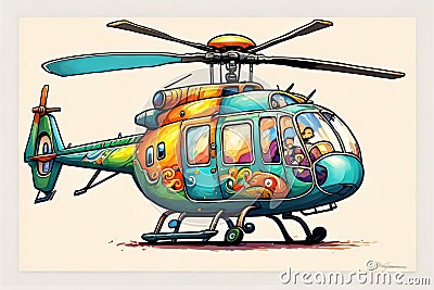 Doodle helicopter in impressionist style Stock Photo