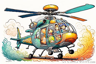 Doodle helicopter in impressionist style Stock Photo