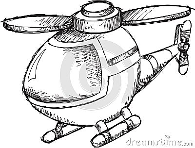 Doodle Helicopter Vector Vector Illustration