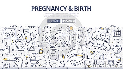Pregnancy & Birth Doodle Concept Vector Illustration